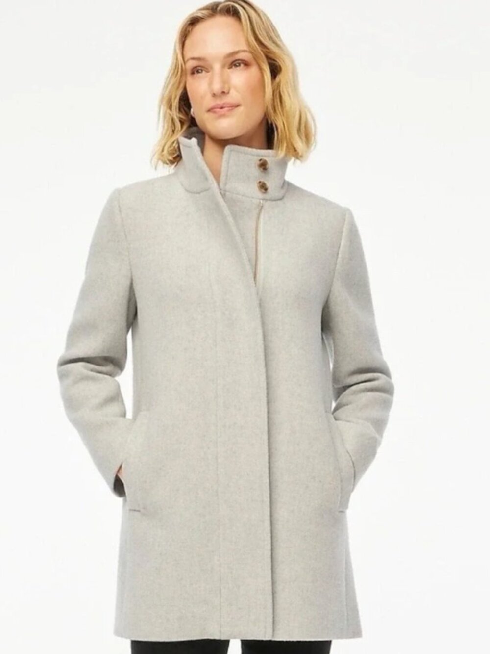 NWT J CREW City coat with button neck wool blend sz 14